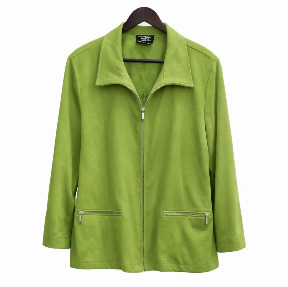 Carole Little for Saint Tropez Wear II Lime Green Jacket Plus Size 3X EUC